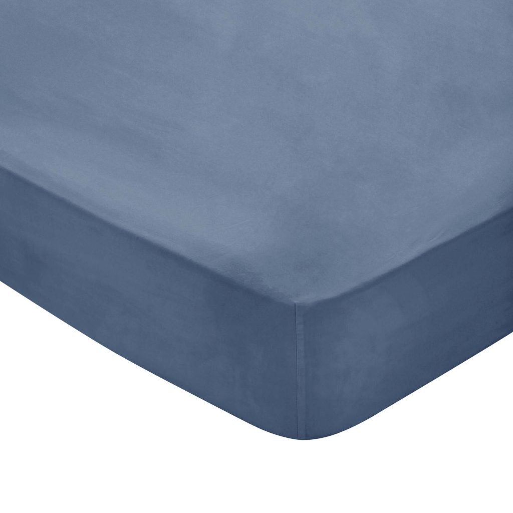 Bedeck of Belfast Fine Linens 300 Thread Count Egyptian Cotton Single Fitted Sheet, Denim