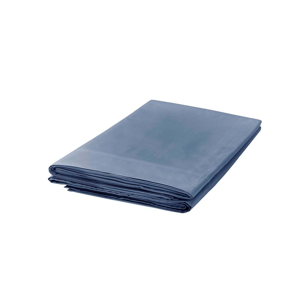 Bedeck of Belfast Fine Linens 300 Thread Count Egyptian Cotton Kingsize Flat Sheet, Denim