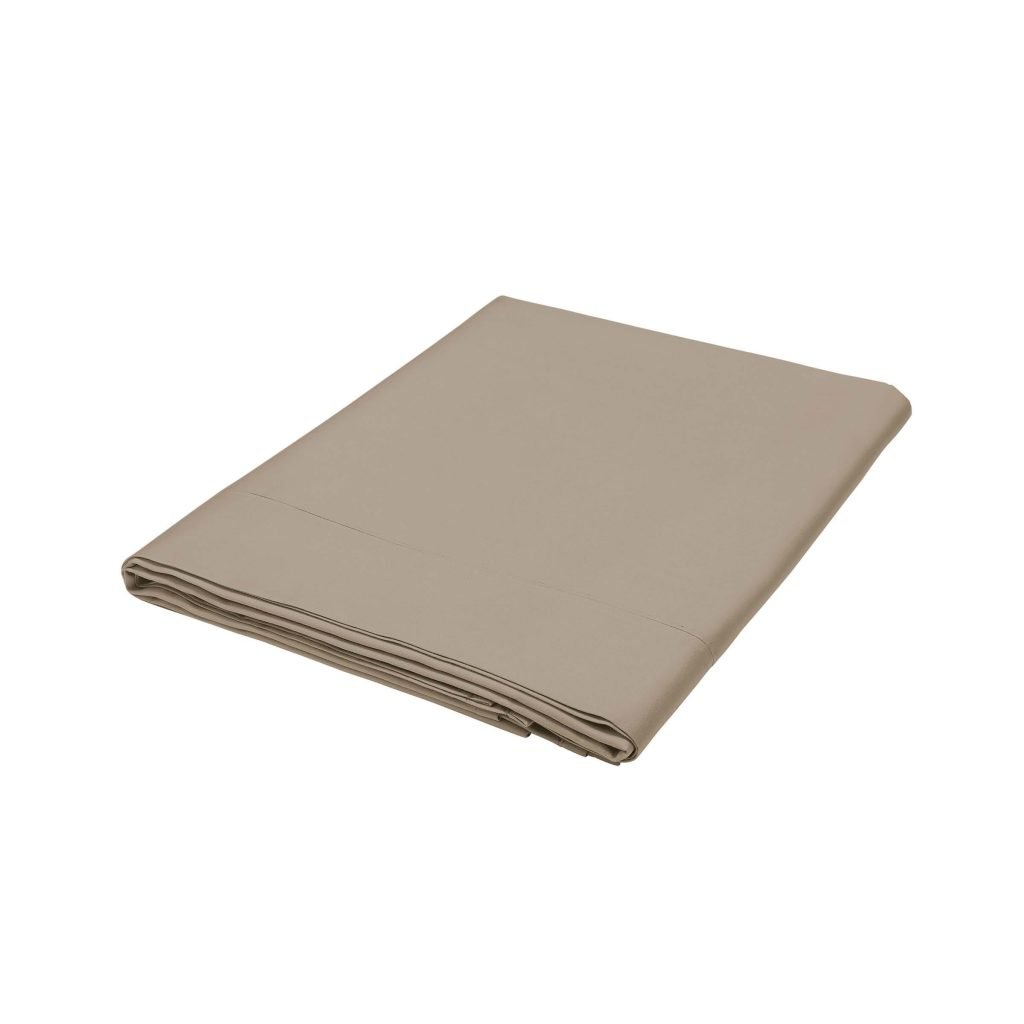 Bedeck of Belfast Fine Linens 400 Thread Count Sateen Plain Dye Super Kingsize Flat Sheet, Truffle