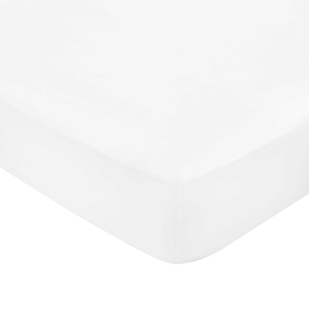 Bedeck of Belfast Fine Linens 400 Thread Count Sateen Plain Dye Single Fitted Sheet, White