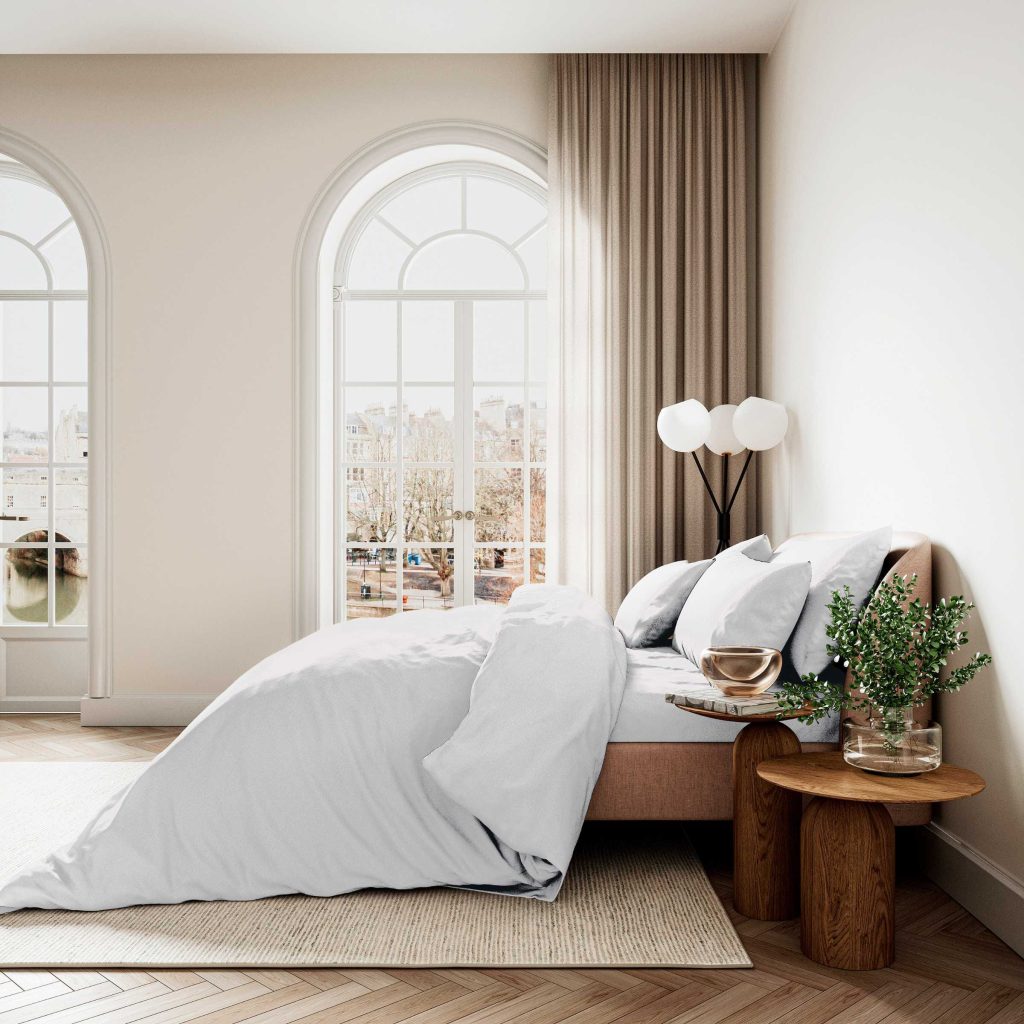 Bedeck of Belfast Fine Linens 400 Thread Count Sateen Plain Dye Kingsize Duvet Cover Set, White