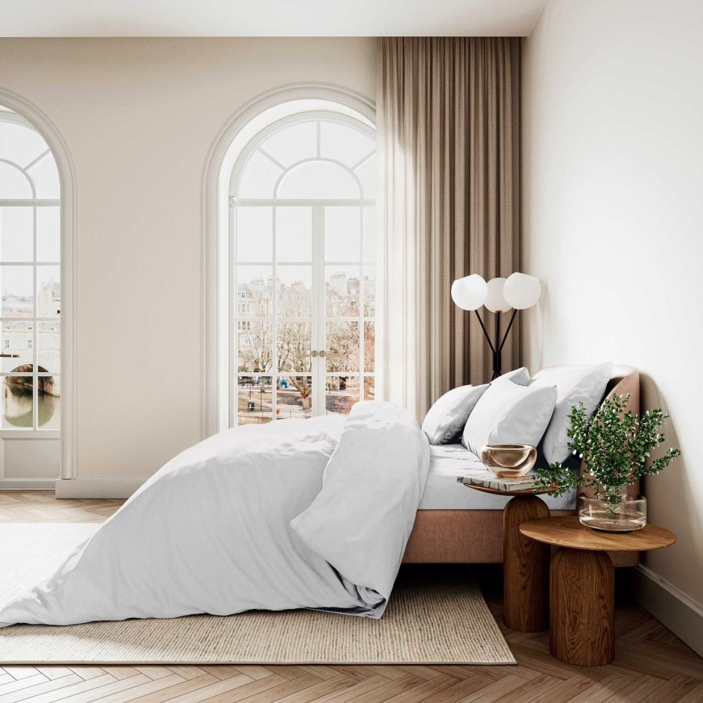 Bedeck of Belfast Fine Linens 400 Thread Count Sateen Plain Dye Double Duvet Cover Set, White