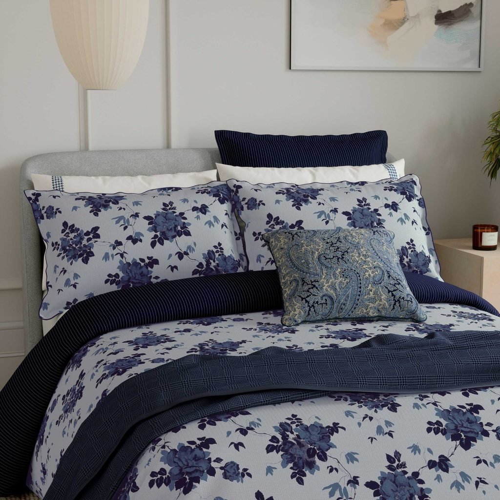 Bedeck of Belfast Freya Single Duvet Cover Set, Midnight Blue