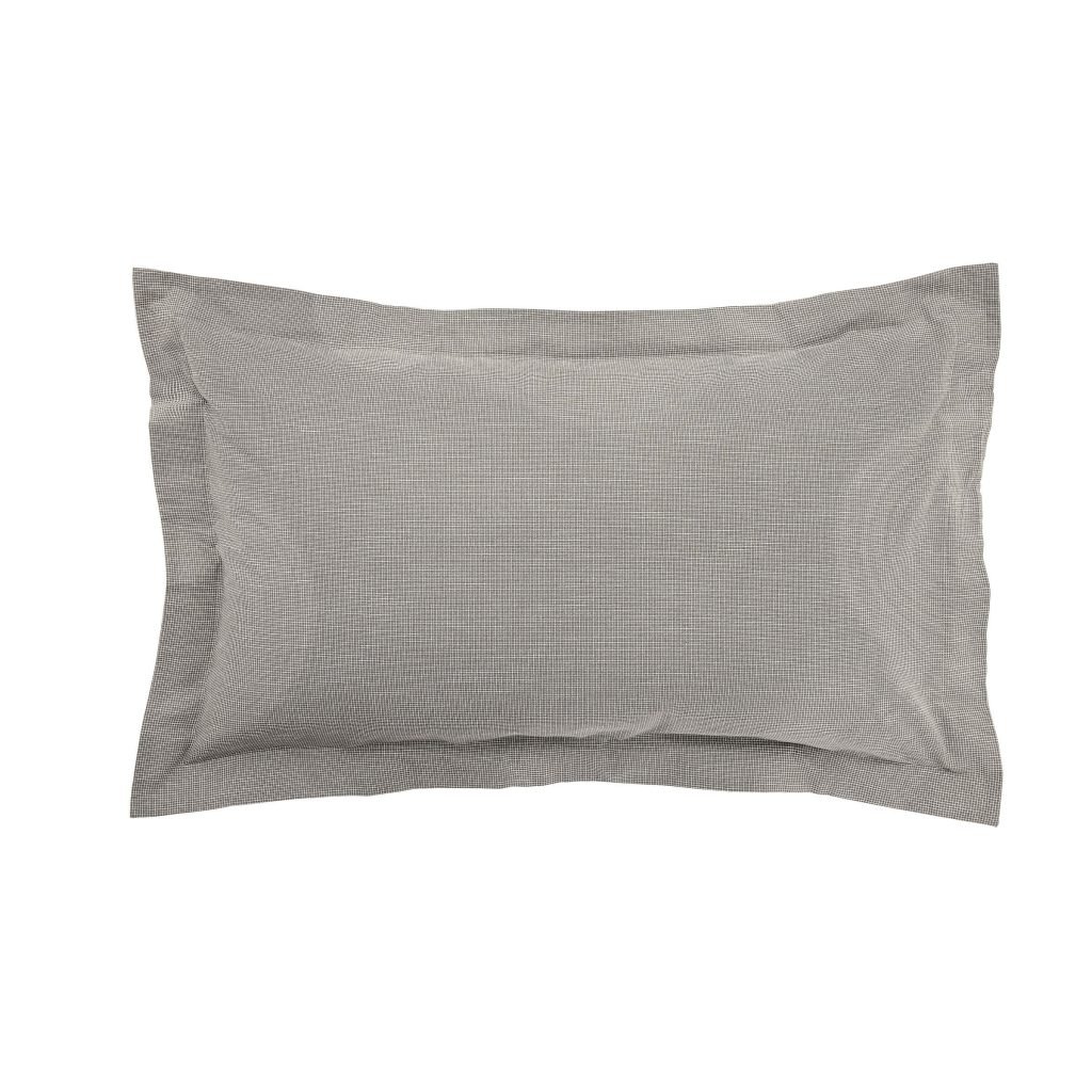 Bedeck of Belfast Kayah Woven Check Oxford Pillowcase, Charcoal