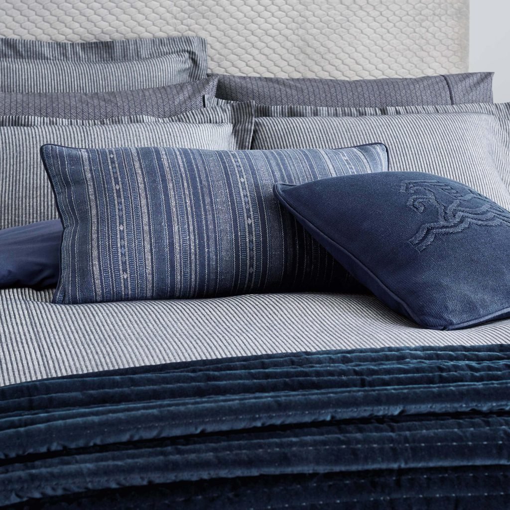 Bedeck of Belfast Mazana Woven Stripe Super Kingsize Duvet Cover, Midnight