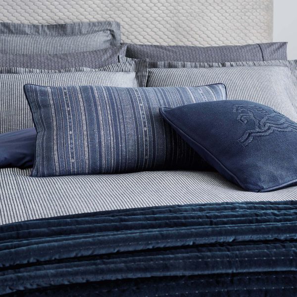 Bedeck of Belfast Mazana Woven Stripe Super Kingsize Duvet Cover Midnight | Bed Sava