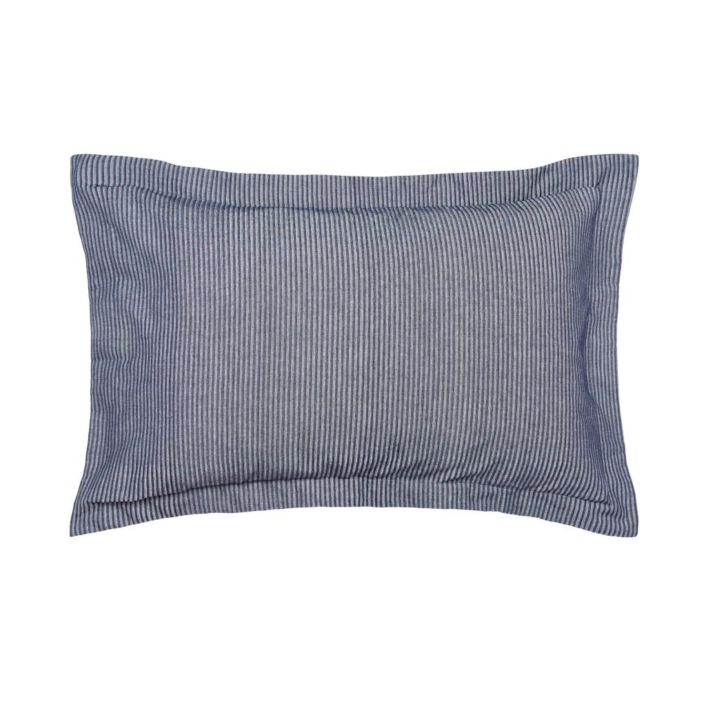 Bedeck of Belfast Mazana Woven Stripe Oxford Pillowcase, Midnight