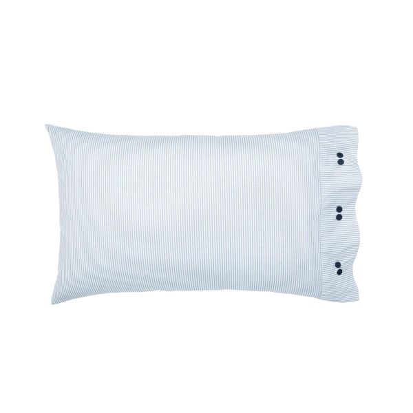 Bedeck of Belfast Miya Pair of Standard Pillowcases Chambray Blue | Bed Sava