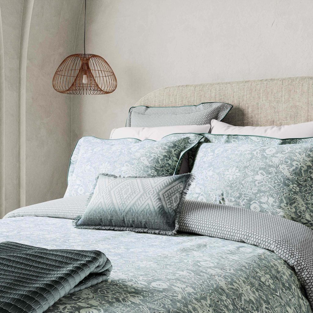 Bedeck of Belfast Saja Super Kingsize Duvet Cover Set, Duck Egg