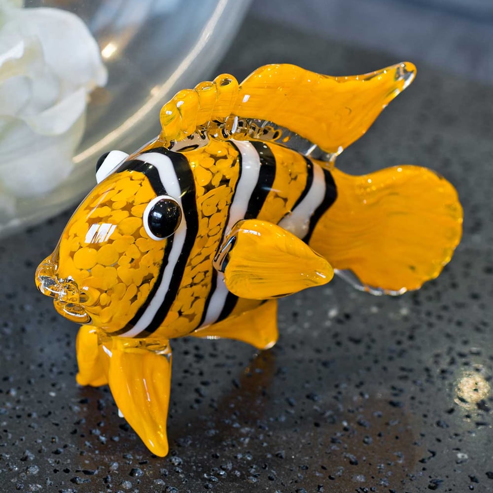 Bogota Glass Clown Fish Ornament In Yellow