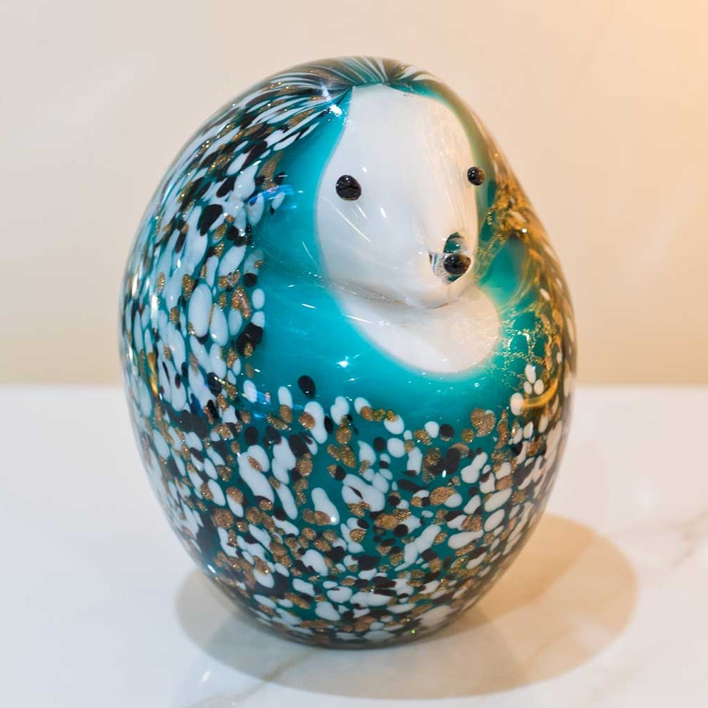 Bogota Glass Hedgehog Ornament In Blue
