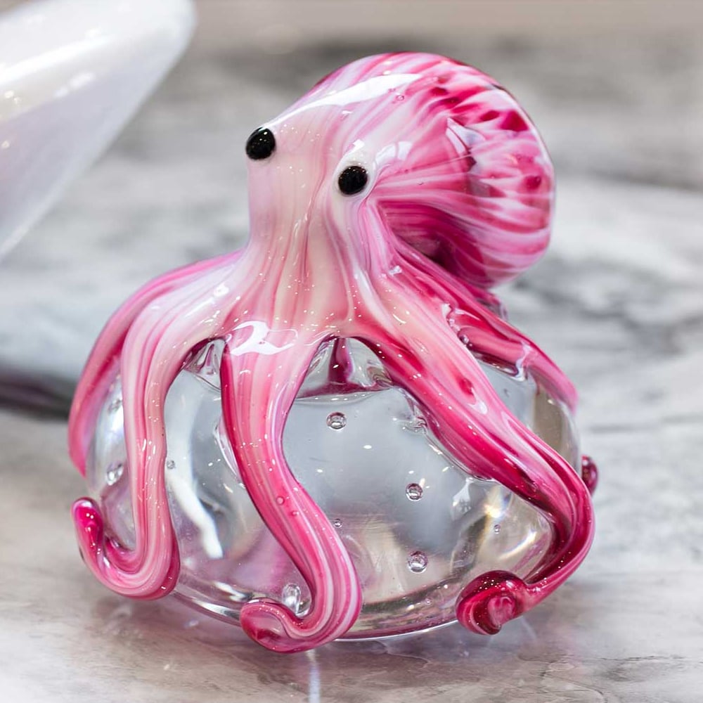Bogota Glass Octopus Ornament In Pink