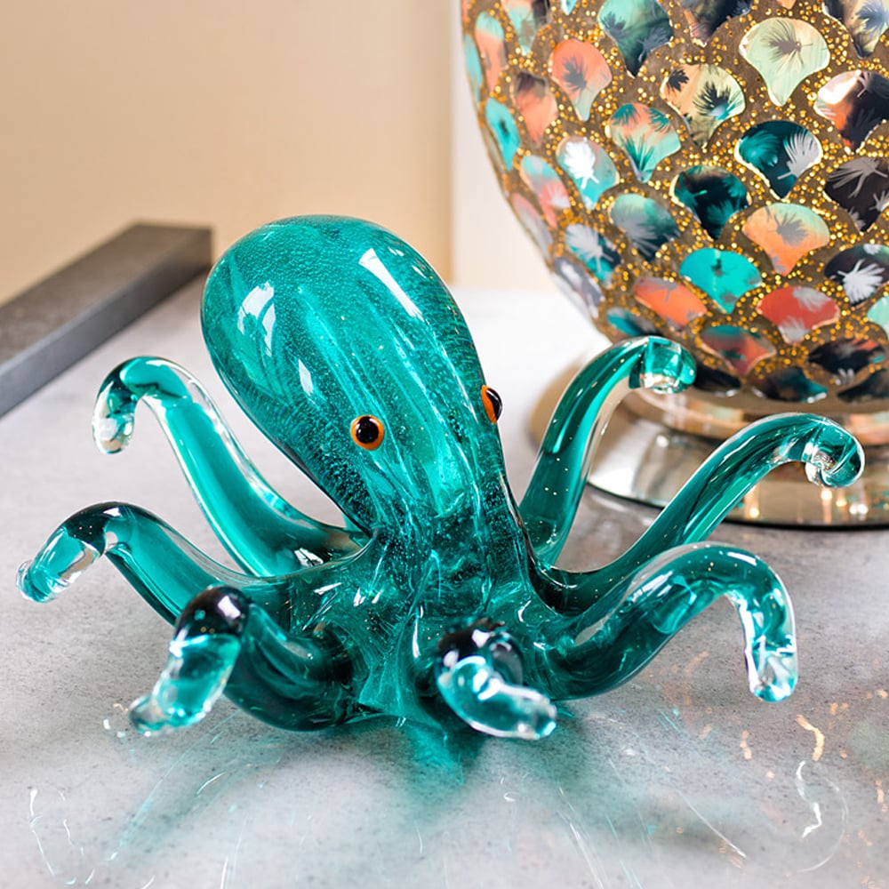 Bogota Glass Octopus Ornament In Turquoise