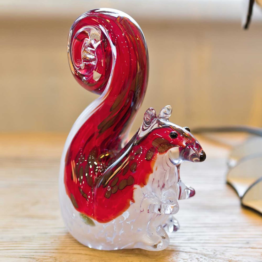 Bogota Glass Squirrel Ornament In Red