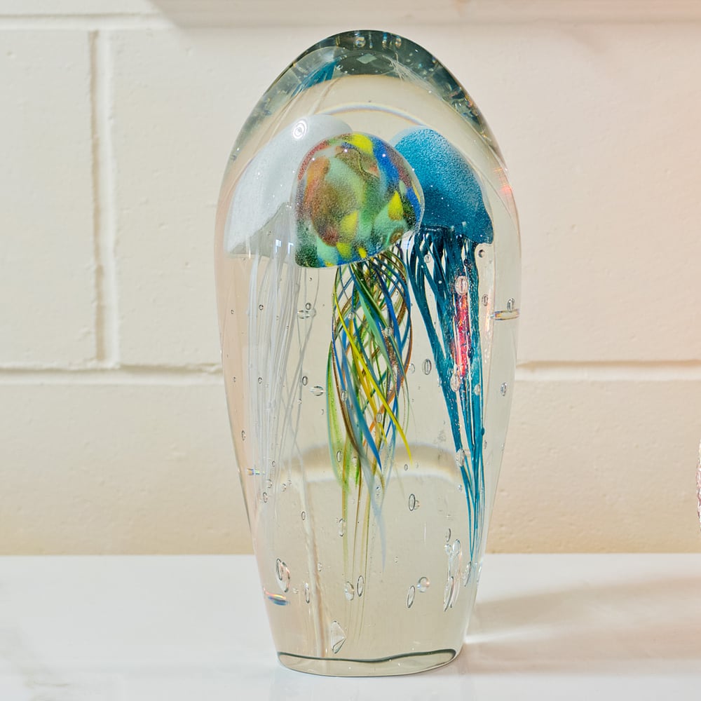 Bogota Large Glass Jellyfish Paperweight In Multicolored