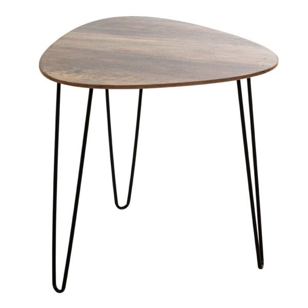 Bohemia Large Wooden End Table With Metal Legs In Dark Oak | Bed Sava