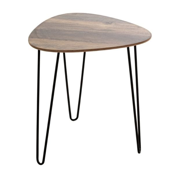 Bohemia Small Wooden End Table With Metal Legs In Dark Oak | Bed Sava