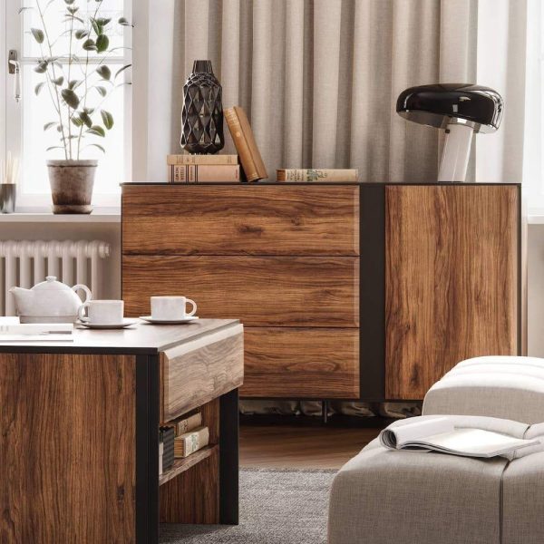 Boise Wooden Sideboard With 1 Door 3 Drawers In Catania Oak | Bed Sava