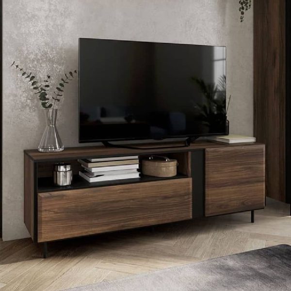 Boise Wooden TV Stand With 2 Doors In Catania Oak | Bed Sava