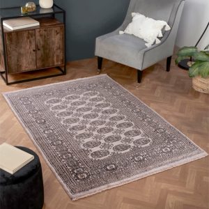 Bokhara 150x240cm Hand Knotted Wool Rug In Grey | Bed Sava