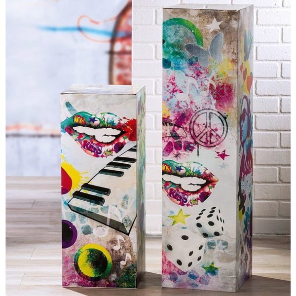 Bolivia Metal Set Of 2 Decorative Pillar In Multicolored | Bed Sava