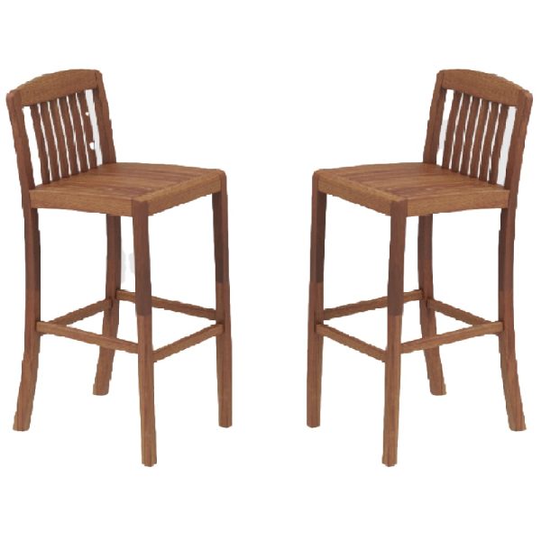 Bolivia Rich Brown Wooden Garden Bar Chairs In Pair | Bed Sava