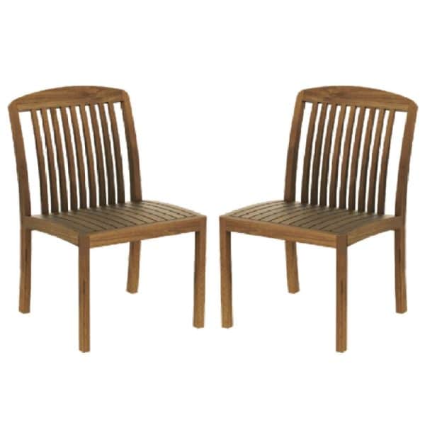 Bolivia Rich Brown Wooden Garden Side Chairs In Pair | Bed Sava