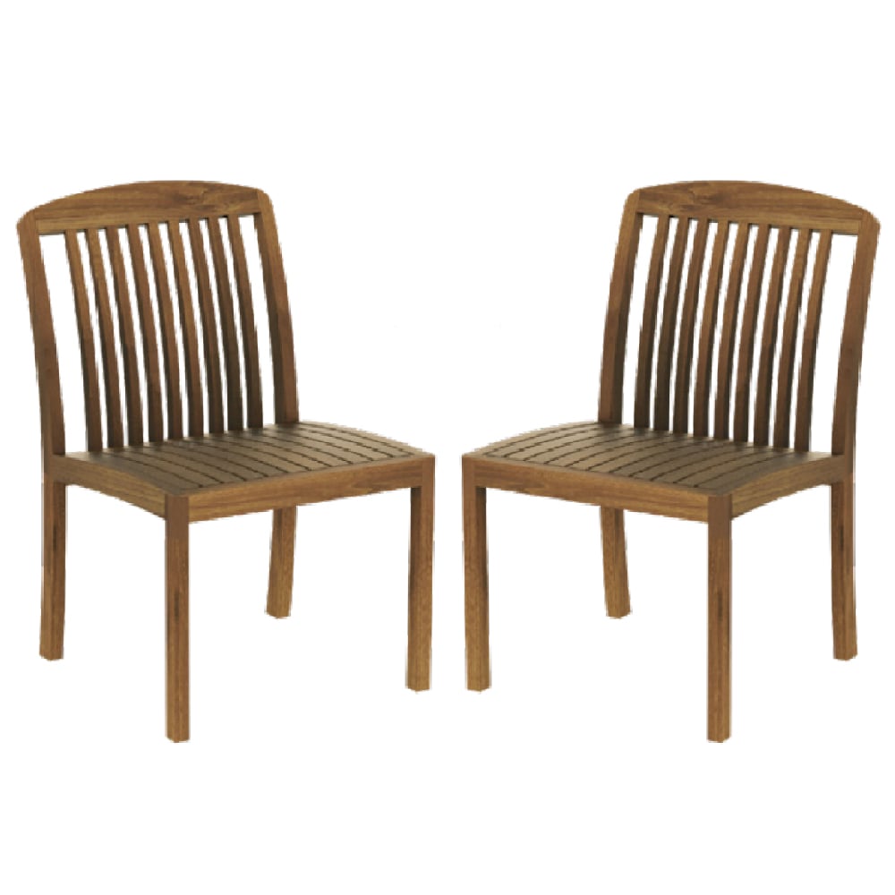 Bolivia Rich Brown Wooden Garden Side Chairs In Pair