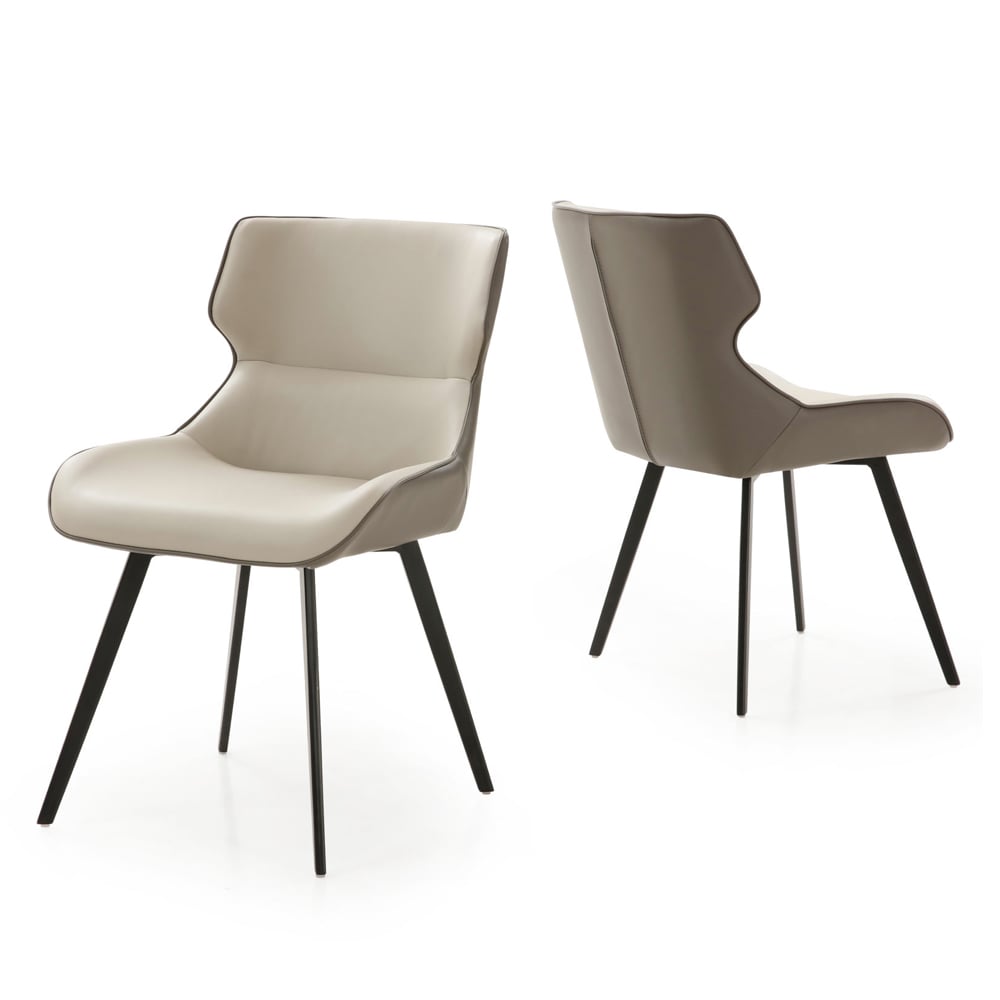 Bolivia Stone And Dark Grey PU Leather Dining Chairs In Pair