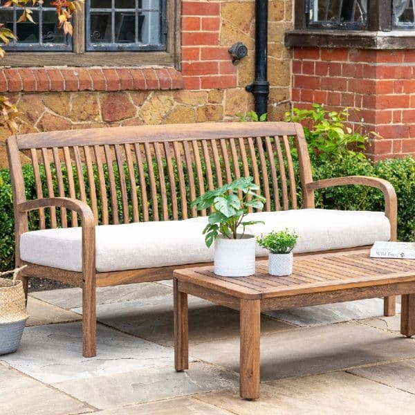 Bolivia Wooden Garden 2 Sofa Seater In Brown | Bed Sava