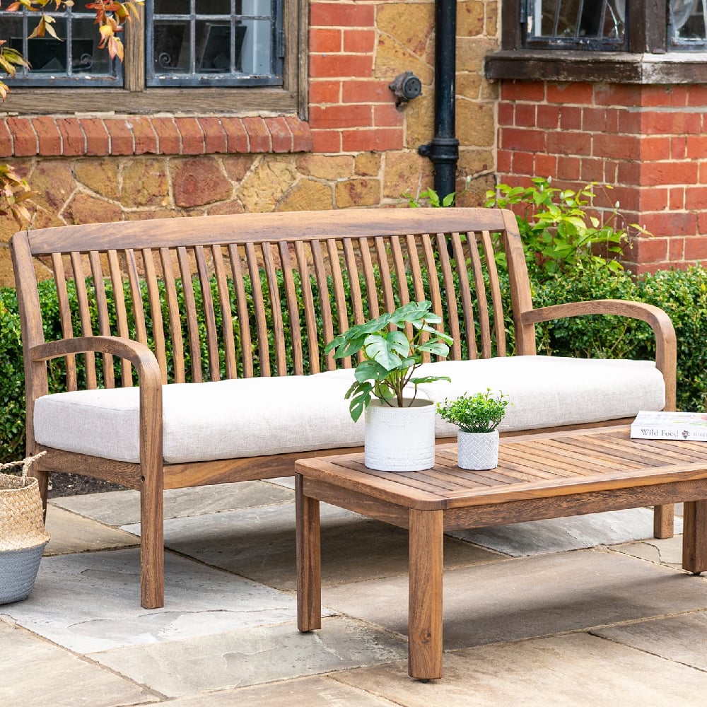 Bolivia Wooden Garden 2 Sofa Seater In Brown