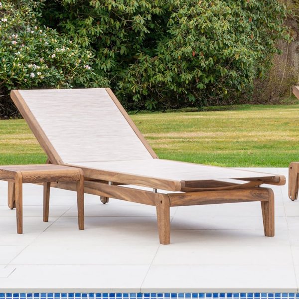 Bolivia Wooden Garden Adjustable Sun Lounger In Brown | Bed Sava