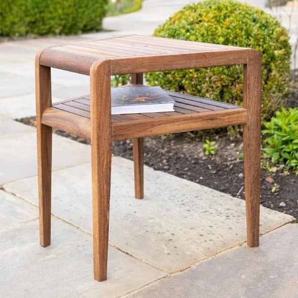Bolivia Wooden Garden Companion Table In Rich Brown | Bed Sava