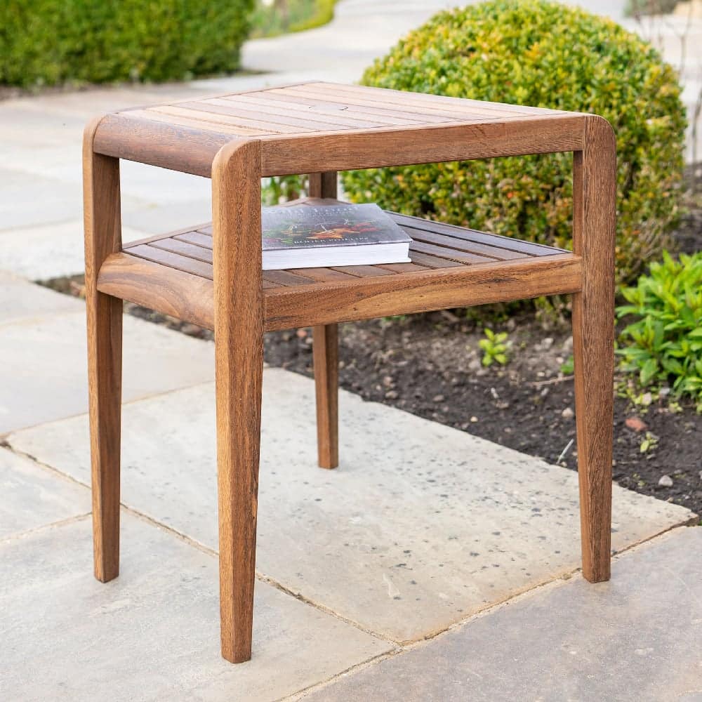 Bolivia Wooden Garden Companion Table In Rich Brown