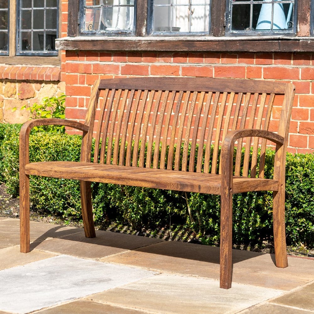 Bolivia Wooden Garden Seating Bench In Rich Brown