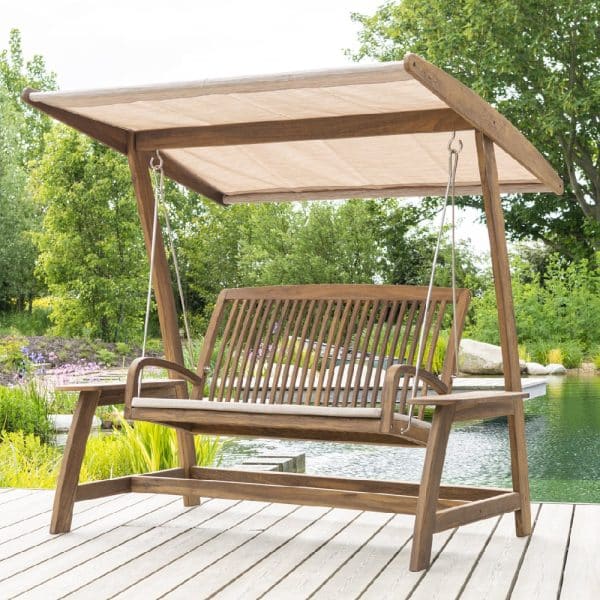 Bolivia Wooden Garden Swing Seat In Brown | Bed Sava