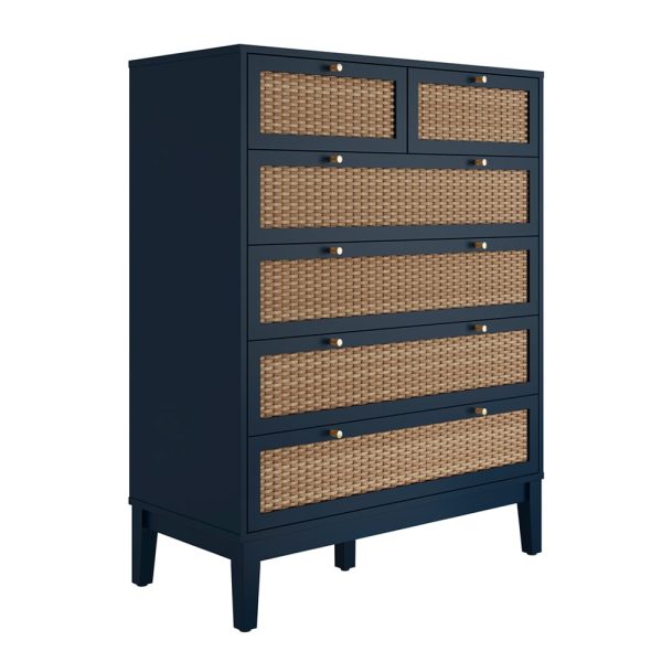 Bordeaux Wooden Chest Of 6 Drawers In Blue | Bed Sava
