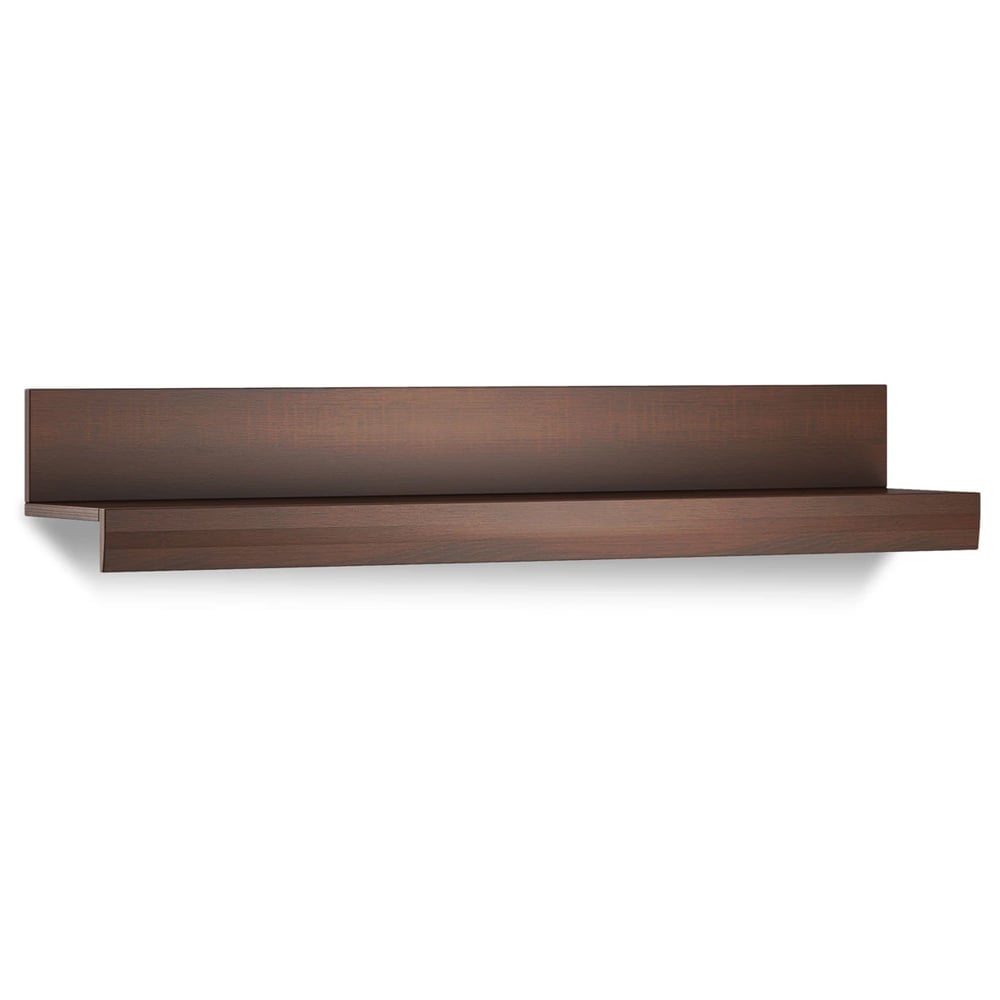 Bordon Wooden Horizontal Wall Shelf In Chocolate Oak