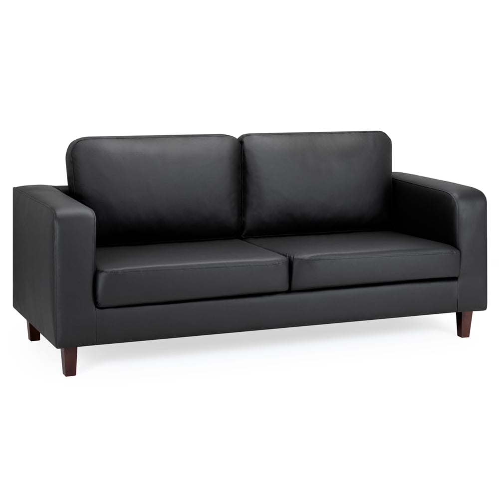 Boston Faux Leather 3 Seater Sofa In Black