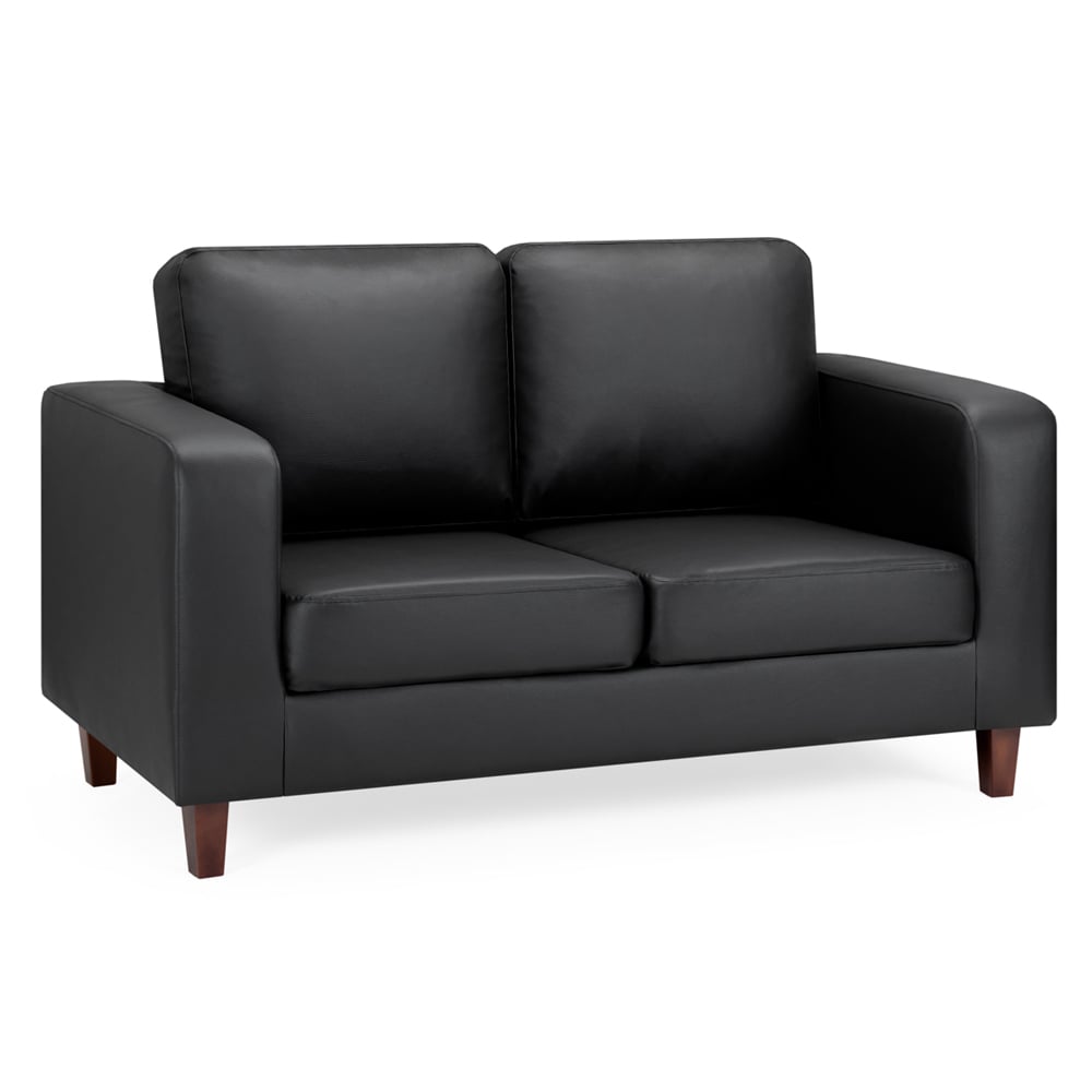 Boston Faux Leather 2 Seater Sofa In Black