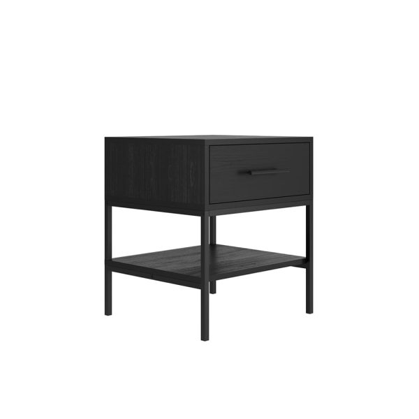 Boston Wooden Bedside Cabinet In Black | Bed Sava
