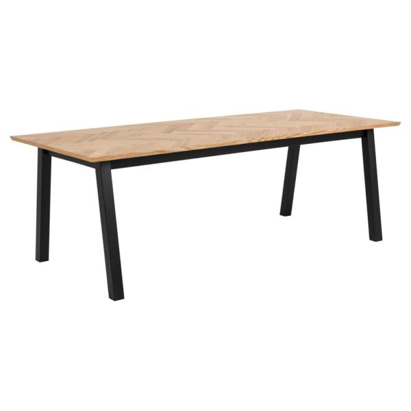 Boulder Large Wooden Rectangular Dining Table In Oak And Black | Bed Sava