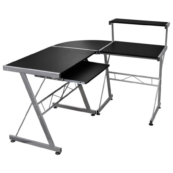 Boulder Wooden Corner Computer Desk In Black | Bed Sava