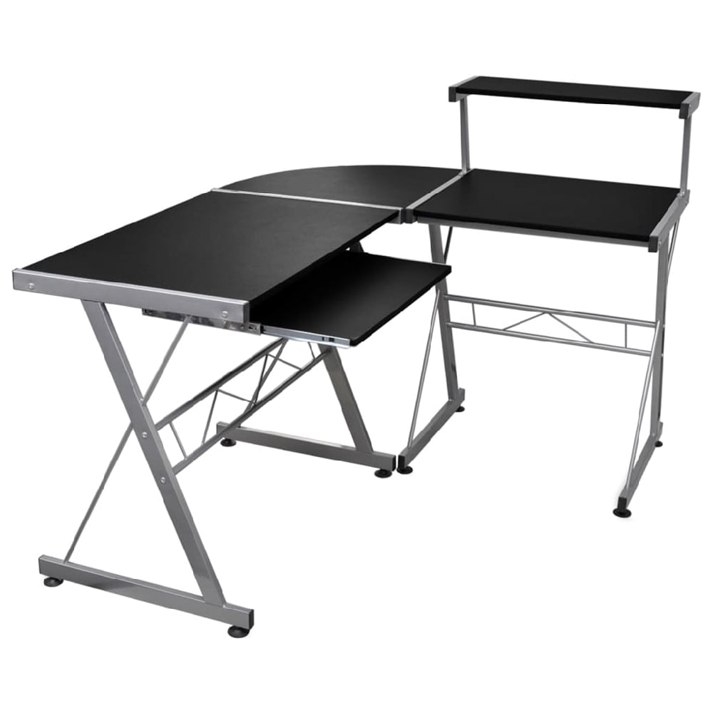 Boulder Wooden Corner Computer Desk In Black