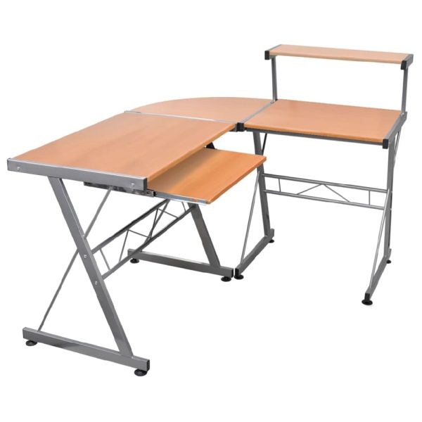 Boulder Wooden Corner Computer Desk In Brown | Bed Sava