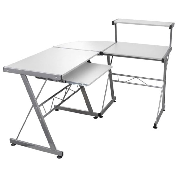 Boulder Wooden Corner Computer Desk In White | Bed Sava