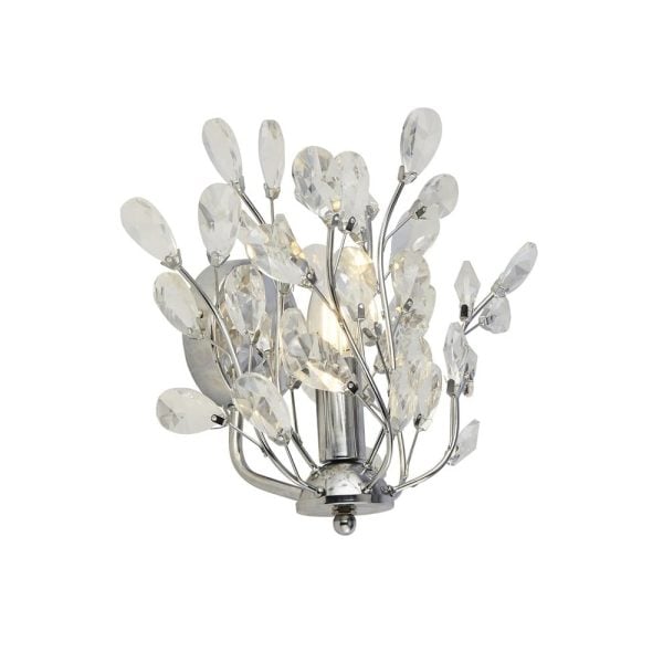 Bouquet 7 Light Crystal Glass Wall Light In Chrome | Bed Sava