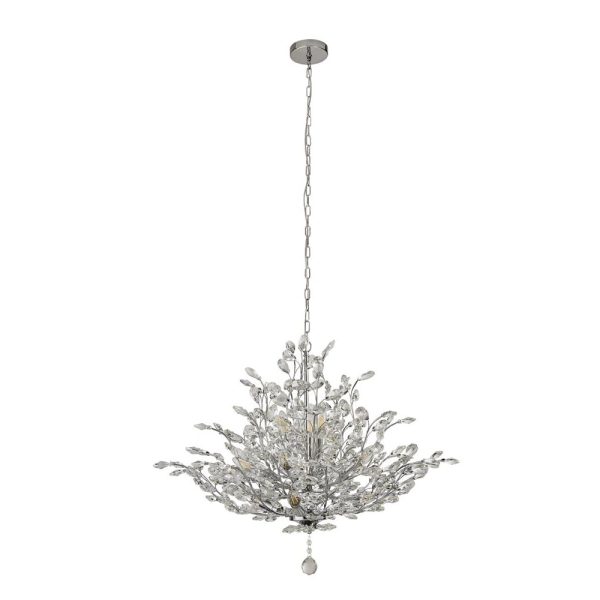 Bouquet 11 Light Crystal Glass Pendant Light In Chrome | Bed Sava