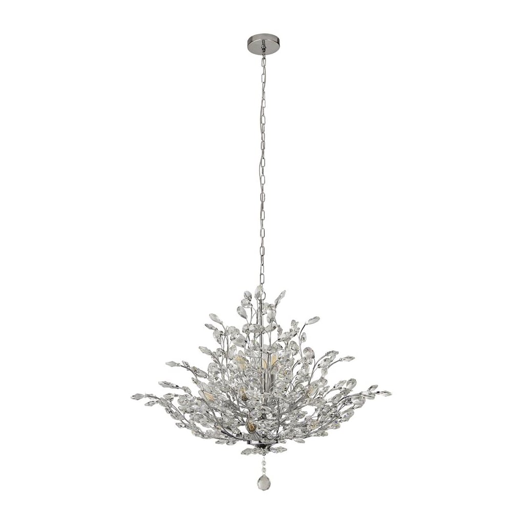 Bouquet 11 Light Crystal Glass Pendant Light In Chrome