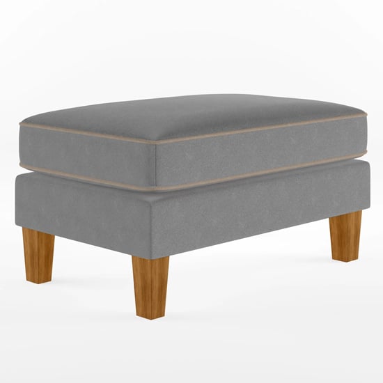 Bangor Fabric Ottoman With Light Walnut Legs In Grey